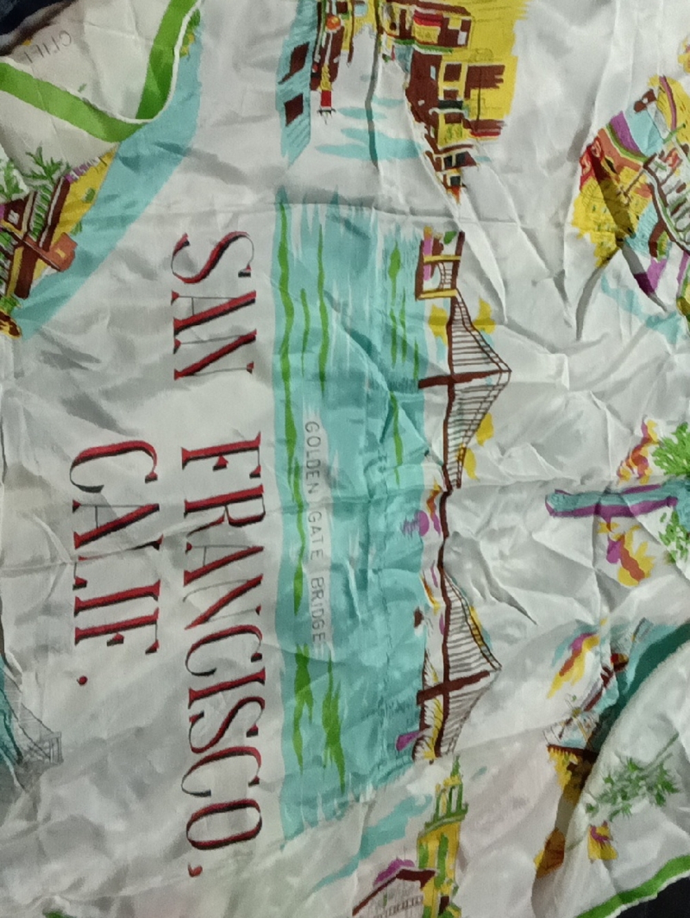 San Francisco Souvenir Scarf with Golden Gate Bridge Print (Vintage)